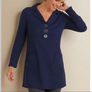 SOFT SURROUNDINGS blue waffle knit tunic